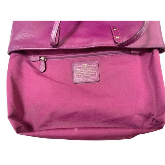 COACH CITY ZIP TOTE CROSSGRAIN LEATHER FUCHSIA PRE-OWNED VERY GOOD CONDITION - Picture 6 of 11